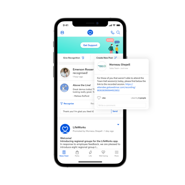 Mobile Screenshot: Keep your employees connected with a personalized news feed